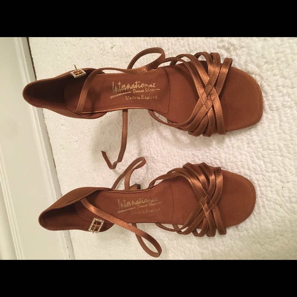 Satin bachata dance shoes custom-made bronze - new